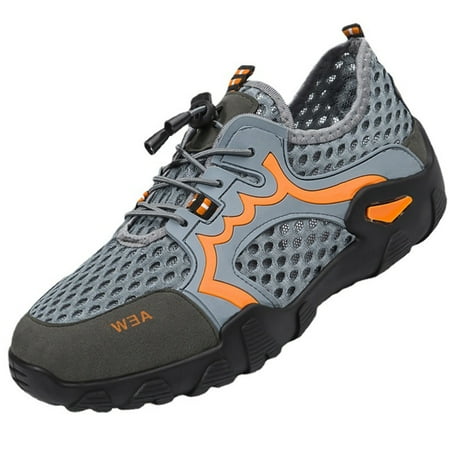 EDFRWWS Men Beach Water Shoes Soft Rubber Barefoot Shoes for Beach Wading (39 Gray)