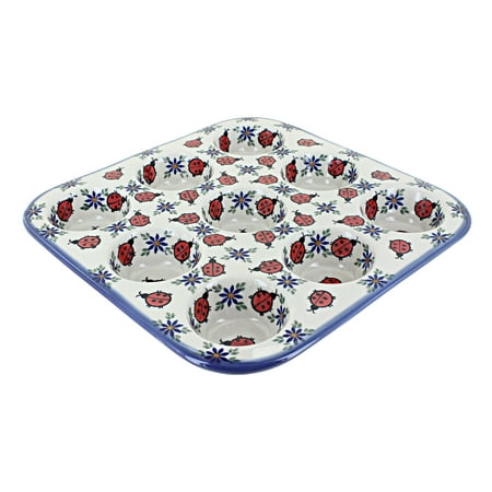 Blue Rose Polish Pottery Lucky Lady Nine Muffin Pan