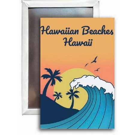 Hawaiian Beaches Hawaii Souvenir 2x3 Fridge Magnet Wave Design