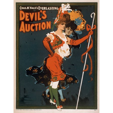 Posterazzi US Lithograph Co Devils Auction c1900 Canvas Art - US Lithograph Co (24 x 36)