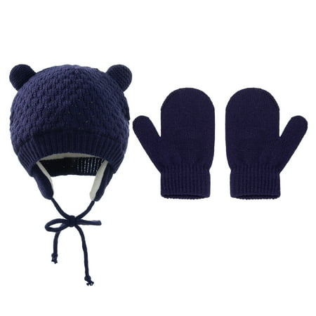 Winter Baby Children s Knitted Hat Woolen Hat Gloves Set
