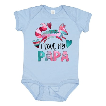 Inktastic I Love My Papa Pink and Blue Fox with Hearts Gift Baby Boy or Baby Girl Bodysuit