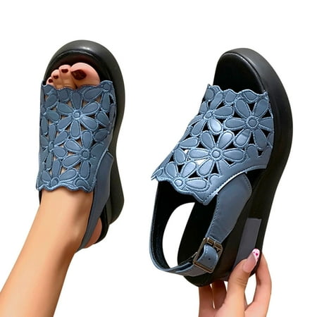 Aayomet Sandals for Women Women’s Summer Platform Wedge Heel Sandals Comfortable Leather Sandals Toe Wedges Blue 7
Aayomet Sandals for Women Women’s Summer Platform Wedge Heel Sandals Comfortable Leather Sandals Toe Wedges Blue 7