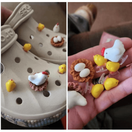 Feiboyy Cute 3D Chickenhole Diy Matching Shoe Decoration 4Pcs/Set Manual Shoe Accessories Trend Cute Buckle Fashion Diy