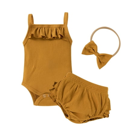 DNDKILG Toddler Baby Girls Summer Clothes Set Outfits Ruffle Bodysuit and Shorts Set Sleeveless with Headband Coffee 100
DNDKILG Toddler Baby Girls Summer Clothes Set Outfits Ruffle Bodysuit and Shorts Set Sleeveless with Headband Coffee 100