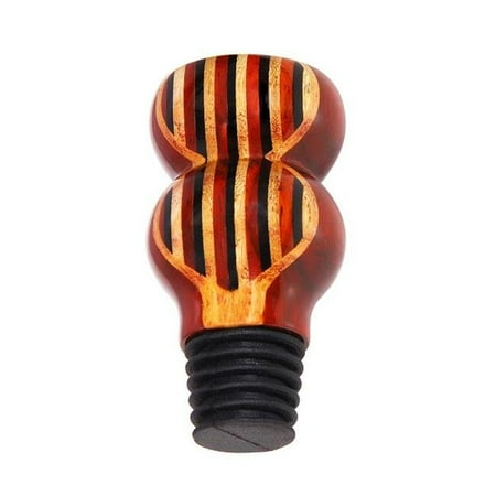 Stripe Lamination Flat Top All Wood Wine Bottle Stopper