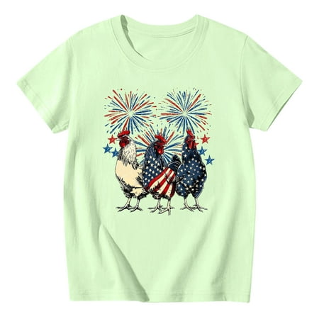 Independence Day Girls T Shirt Summer Round Neck Short Sleeve Top Rooster Flag Print Breathable Comfortable Festive Casual Wear
Independence Day Girls T Shirt Summer Round Neck Short Sleeve Top Rooster Flag Print Breathable Comfortable Festive Casual Wear