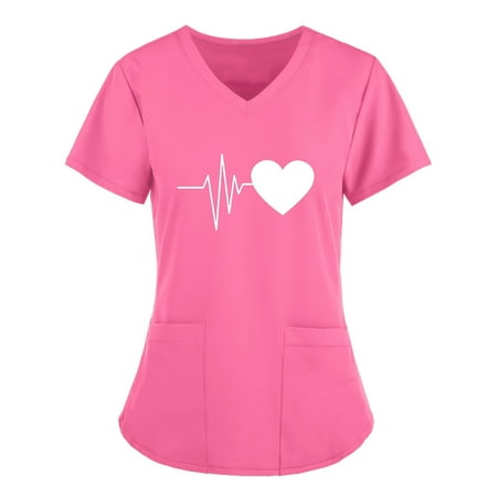 CZHJS Clothes Women s Novelty T-Shirts Relaxed-Fit Country Music Tunic Working Uniform Nursing Workwear Scrubs Top Pink Tees Daily V-Neck Short Sleeve Solid Color Heart Beated Graphic Tops
CZHJS Clothes Women s Novelty T-Shirts Relaxed-Fit Country Music Tunic Working Uniform Nursing Workwear Scrubs Top Pink Tees Daily V-Neck Short Sleeve Solid Color Heart Beated Graphic Tops