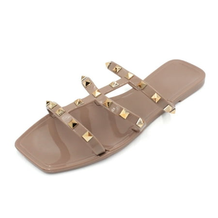 LAVRA Women s Jelly Studded Sandals Summer Flip Flop Gladiator Shoes