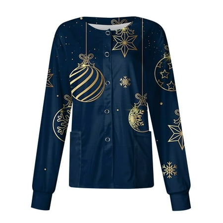 HHei_K womens scrubs Women s Casual Fashion Stand-up Collar Single Breasted Christmas Printed Nurse s Uniform Top
HHei_K womens scrubs Women s Casual Fashion Stand-up Collar Single Breasted Christmas Printed Nurse s Uniform Top