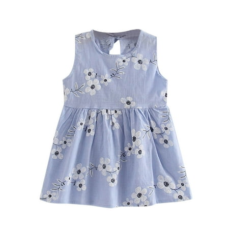 Alueeu chidren dress for girl Kids Children Girls Summer Flower Print Sundress Sleeveless Soft Princess Dress