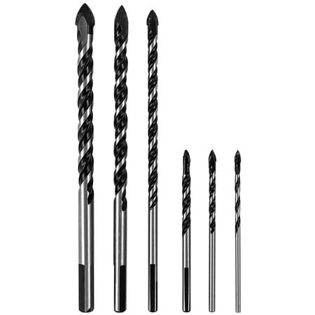 Multipurpose Drill Bits 6 Pcs Set Multi-Material Drill for Drilling in Tile Brick Glass Plastic and Wood