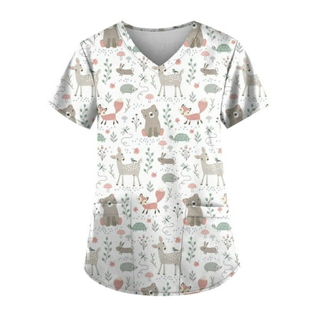 TKing Fashion Women Plus Size Scrubs Top V-Neck Short Sleeve Fruit Print Pockets Work Blouse for Women White XL
TKing Fashion Women Plus Size Scrubs Top V-Neck Short Sleeve Fruit Print Pockets Work Blouse for Women White XL