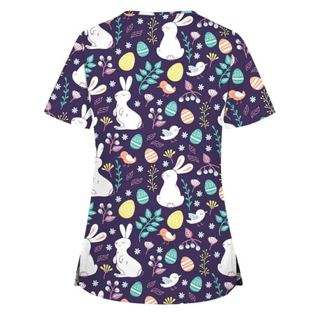 Taqqpue Easter V-Neck Short Sleeve Scrub Tops for Women Plus Size Cute Easter Eggs Bunny Rabbit Print Blouse Casual Pockets Nurse Working Uniform Workout Tops Workwear T-Shirts with Pockets
Taqqpue Easter V-Neck Short Sleeve Scrub Tops for Women Plus Size Cute Easter Eggs Bunny Rabbit Print Blouse Casual Pockets Nurse Working Uniform Workout Tops Workwear T-Shirts with Pockets