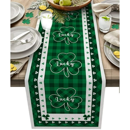 St Patricks Day Table Runner 36 Inches Long for Dining Table Decor Shamrocks Green Buffalo Plaid Cotton Table Cloth Runner for Indoor Outdoor Picnic Wedding Table Decorations 13x36in
St Patricks Day Table Runner 36 Inches Long for Dining Table Decor Shamrocks Green Buffalo Plaid Cotton Table Cloth Runner for Indoor Outdoor Picnic Wedding Table Decorations 13x36in