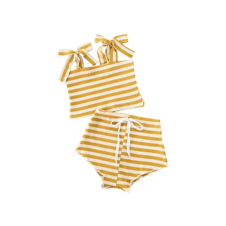 Canrulo Toddler Baby Girl Short Sets Kids Sleeveless Striped Strap Tube Tops+Shorts Pants 2Pcs Summer Clothes Yellow 9-12 Months
Canrulo Toddler Baby Girl Short Sets Kids Sleeveless Striped Strap Tube Tops+Shorts Pants 2Pcs Summer Clothes Yellow 9-12 Months