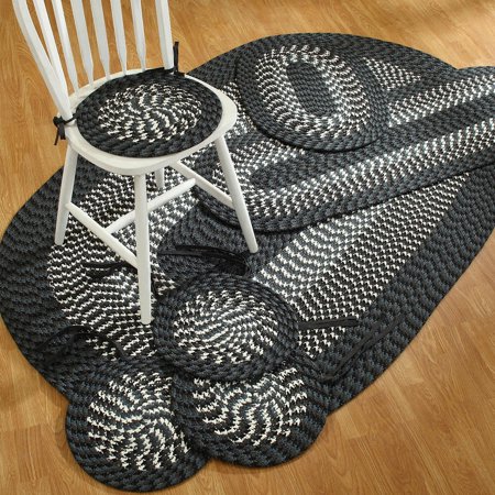 Alpine 7-Piece Braided Rug(Grey Stripe)