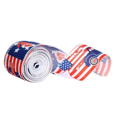

Ykohkofe 1 PCS Patriotic Wired Edge Ribbon 2.48” Vintage Ribbon USA Flag Striped Decorative Ribbon For Memorial Day Independence Day Tennis Wrapping Line Color Paper