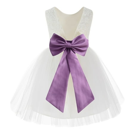 Ekidsbridal Girl Communion Flower Girl Dress - Knee Length Backless Ivory Lace Dress with Tiebow 206T-A (Size: S-10)
Ekidsbridal Girl Communion Flower Girl Dress - Knee Length Backless Ivory Lace Dress with Tiebow 206T-A (Size: S-10)