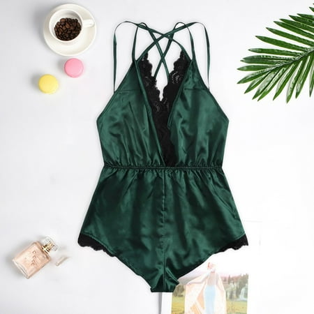 MRULIC lingerie for women New Fashion Bodysuit Jumpsuit Lace Satin Silk Sleepwear Lingerie Underwear Green + S
MRULIC lingerie for women New Fashion Bodysuit Jumpsuit Lace Satin Silk Sleepwear Lingerie Underwear Green + S