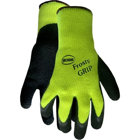 Boss Gloves 8439NM Frosty Grip Hi-Viz Green Insulated Knit Latex Gloves Medium