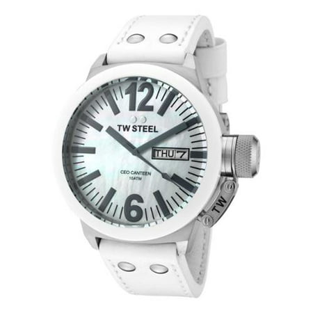 TW Steel CEO Canteen White Genuine Leather MOP Dial