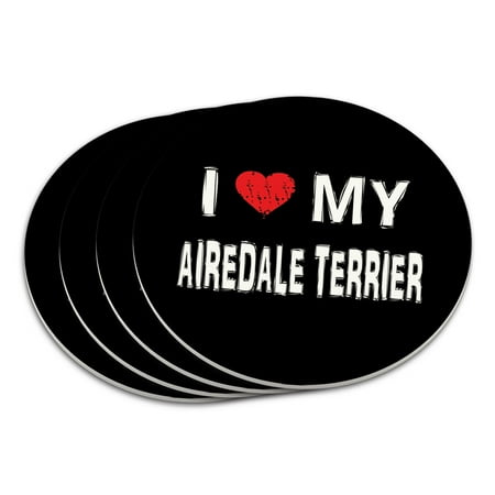 I Love My Airedale Terrier Stylish Coaster Set