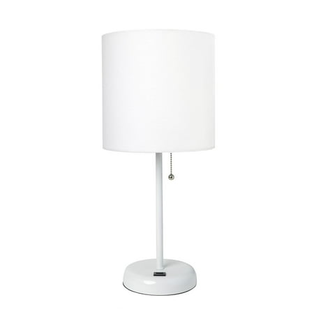 Mod Lighting and Decor 19.5 Stick Lamp with USB charging port and White Shade