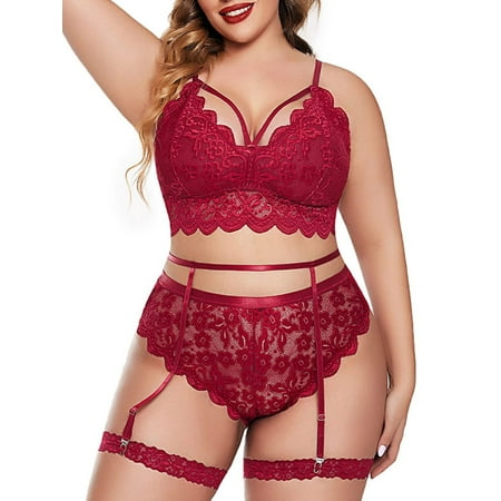 Haite Women Lingerie Set 3 Pieces Bodysuit Plus Size Mash Teddy Babydoll With Garter Belt Ladies Oversized Lace Floral Deep V Neck Red L
Haite Women Lingerie Set 3 Pieces Bodysuit Plus Size Mash Teddy Babydoll With Garter Belt Ladies Oversized Lace Floral Deep V Neck Red L