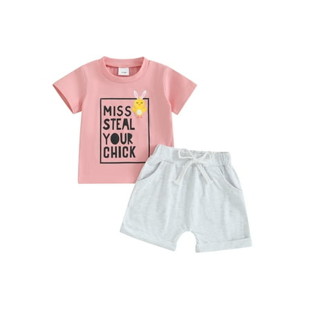 Qtinghua Infant Toddler Baby Girls Easter Clothes Short Sleeve Letter Print Tops + Elastic Waist Shorts Outfits
Qtinghua Infant Toddler Baby Girls Easter Clothes Short Sleeve Letter Print Tops + Elastic Waist Shorts Outfits