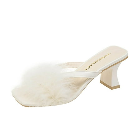 Sandals Women Fashion Summer Women Sandals Heel Medium Heel Fluff Thong Casual Style
Sandals Women Fashion Summer Women Sandals Heel Medium Heel Fluff Thong Casual Style