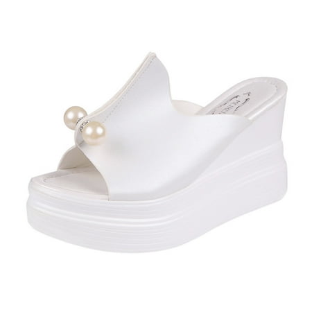 Wedges for Women Women S Ladies Slippers Thick-Bottom Solid Pearl Waterproof Wedge Sandals Shoes Pu White 39
Wedges for Women Women S Ladies Slippers Thick-Bottom Solid Pearl Waterproof Wedge Sandals Shoes Pu White 39