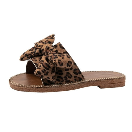 Cathalem Ladies Fashion Summer Leopard Print Suede Bow Open Toe Flat Casual Slippers Brown 41
Cathalem Ladies Fashion Summer Leopard Print Suede Bow Open Toe Flat Casual Slippers Brown 41