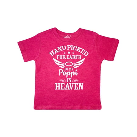 Inktastic Handpicked for Earth By My Poppi in Heaven with Angel Wings Gift Toddler Boy or Toddler Girl T-Shirt