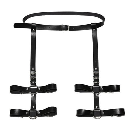 Leather Caged Body Harness Leg Waist Garter Belt - Adjustable Length & Nonslip