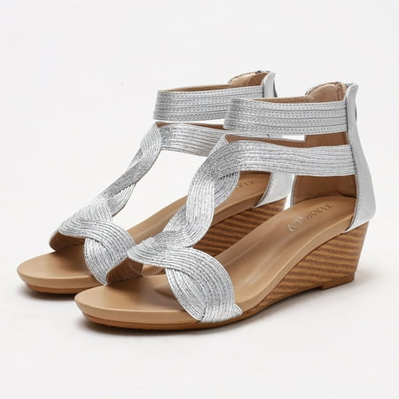 Feiboyy Fashion Spring Summer Women Sandals Mid Heel Wedge Back Zipper Open Toe Ankle Strap Solid Color Comfortable Roman Style
Feiboyy Fashion Spring Summer Women Sandals Mid Heel Wedge Back Zipper Open Toe Ankle Strap Solid Color Comfortable Roman Style