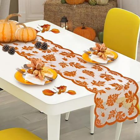 Fall Table Runner Thanksgiving Decorations 13x72 inch Maple Leaves Lace Table Runner
Fall Table Runner Thanksgiving Decorations 13x72 inch Maple Leaves Lace Table Runner