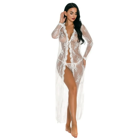 pseurrlt Women Sexy Lace Lingerie Babydoll Deep V Teddy Sleepwear With Panty