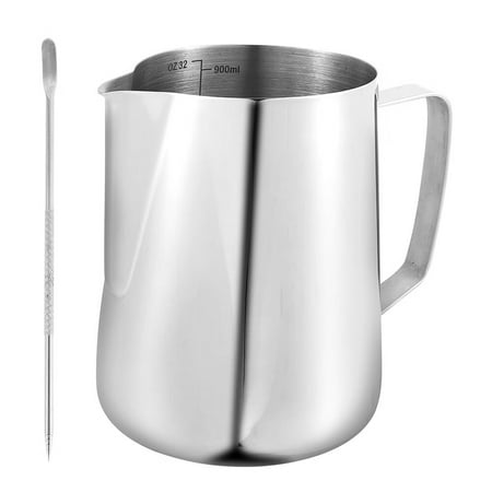 

Milk Frothing Jug with Clear Scale Stainless Steel Pitcher Coffee Latte Container Mug Foam Cup Coffeeware for Home Office Coffee Shop