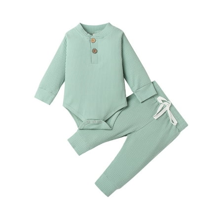 Yinyinxull Infant Baby Boys Girls Clothing Sets Long Sleeve Ribbed Bodysuits Elastic Pants Light Green 3-6 Months
Yinyinxull Infant Baby Boys Girls Clothing Sets Long Sleeve Ribbed Bodysuits Elastic Pants Light Green 3-6 Months