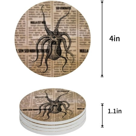 FMSHPON Octopus Set of 4 Round Coaster for Drinks Absorbent Ceramic Stone Coasters Cup Mat with Cork Base for Home Kitchen Room Coffee Table Bar Decor
FMSHPON Octopus Set of 4 Round Coaster for Drinks Absorbent Ceramic Stone Coasters Cup Mat with Cork Base for Home Kitchen Room Coffee Table Bar Decor