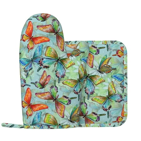 Retro Flying Butterflies Oven Mitts and Pot Holders Sets with 1 Non-Slip Left Silicone Oven Mitts and 1 Heatproof Insulated Hot Pads for Kitchen Use in Cooking Baking Grilling
Retro Flying Butterflies Oven Mitts and Pot Holders Sets with 1 Non-Slip Left Silicone Oven Mitts and 1 Heatproof Insulated Hot Pads for Kitchen Use in Cooking Baking Grilling