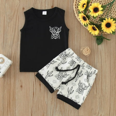Sunhillsgrace 2023 Summer Boys Outfits&Set Toddler Boys Girls Sleeveless Cartoon Cow Printed T Shirt Tops Vest Shorts Outfits
Sunhillsgrace 2023 Summer Boys Outfits&Set Toddler Boys Girls Sleeveless Cartoon Cow Printed T Shirt Tops Vest Shorts Outfits