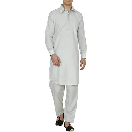 Royal Kurta Men s Polycotton Embroidered Pathani Suit Pista