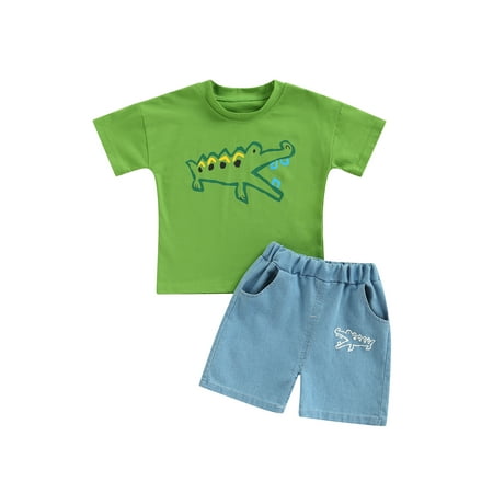 Sunisery Toddler Kids Baby Boys 2 Pcs Outfits Set Cartoon Crocodile Print Short Sleeve T-shirt Denim Shorts Green 12-18 Months
Sunisery Toddler Kids Baby Boys 2 Pcs Outfits Set Cartoon Crocodile Print Short Sleeve T-shirt Denim Shorts Green 12-18 Months
