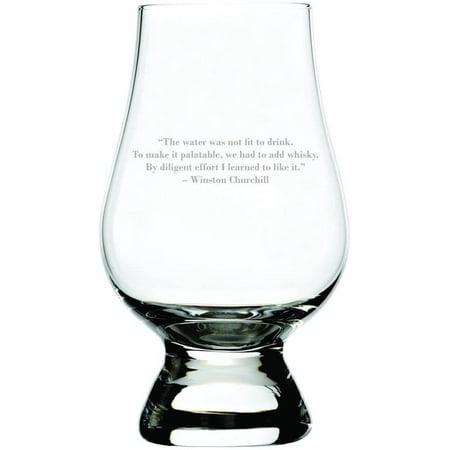 Winston Churchill Quote Etched Glencairn Crystal Whisky Glass