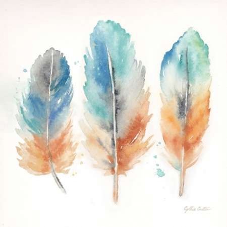 Watercolor Feathers I Canvas Art - Cynthia Coulter (24 x 24)