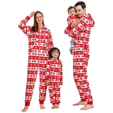 

Christmas Gifts Hfyihgf Family Matching Pajamas Cute Reindeer Snowflake Print Christmas Hooded Onesies Pajamas for Couples Kids Baby Holiday Jumpsuit(Kids 3-4 Years)