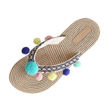SEMIMAY Fashion Summer Women Slippers Flat Soles Thick Soles Light Embroidered Wool Ball Flip Flop Comfortable Casual Style
SEMIMAY Fashion Summer Women Slippers Flat Soles Thick Soles Light Embroidered Wool Ball Flip Flop Comfortable Casual Style