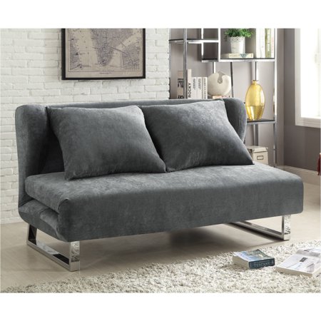 Coaster Contemporary Sofa Bed, Grey Velvet Fabric